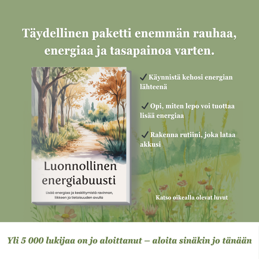 Luonnollinen energiabuusti – paketti + ilmainen työkirja